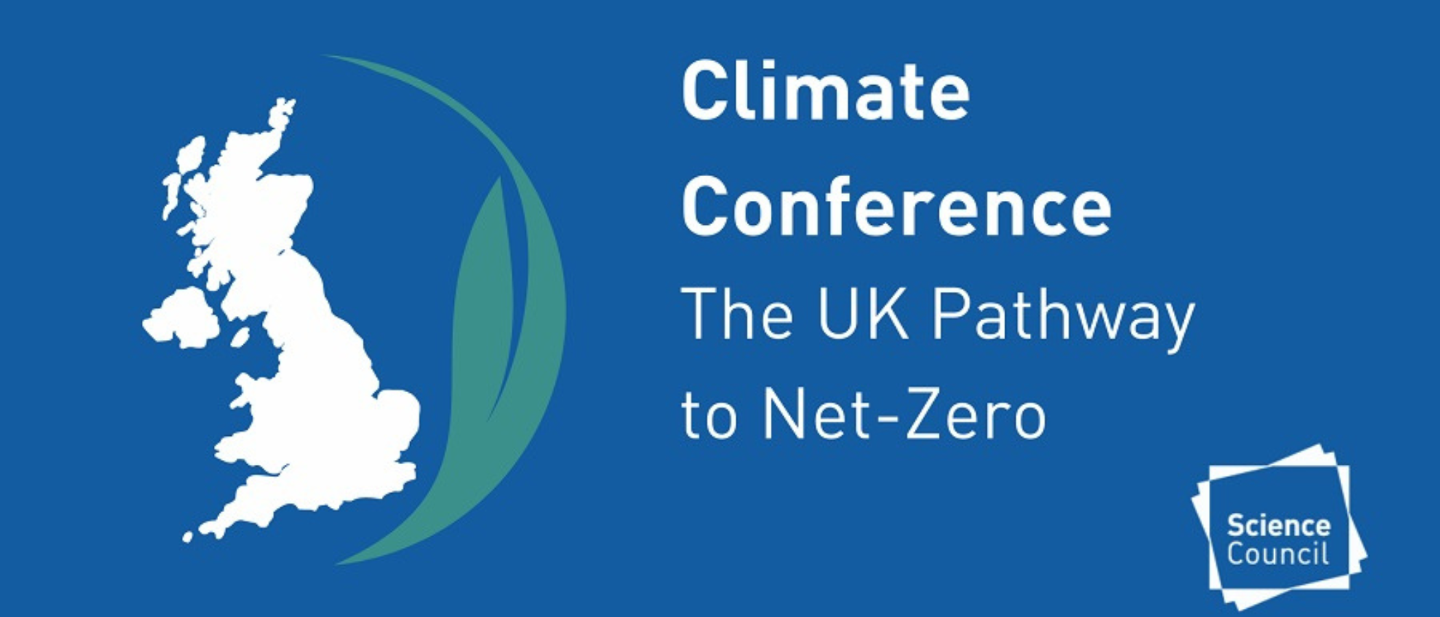 The text Climate Conference - The UK Pathway to Net-Zero with the event logo