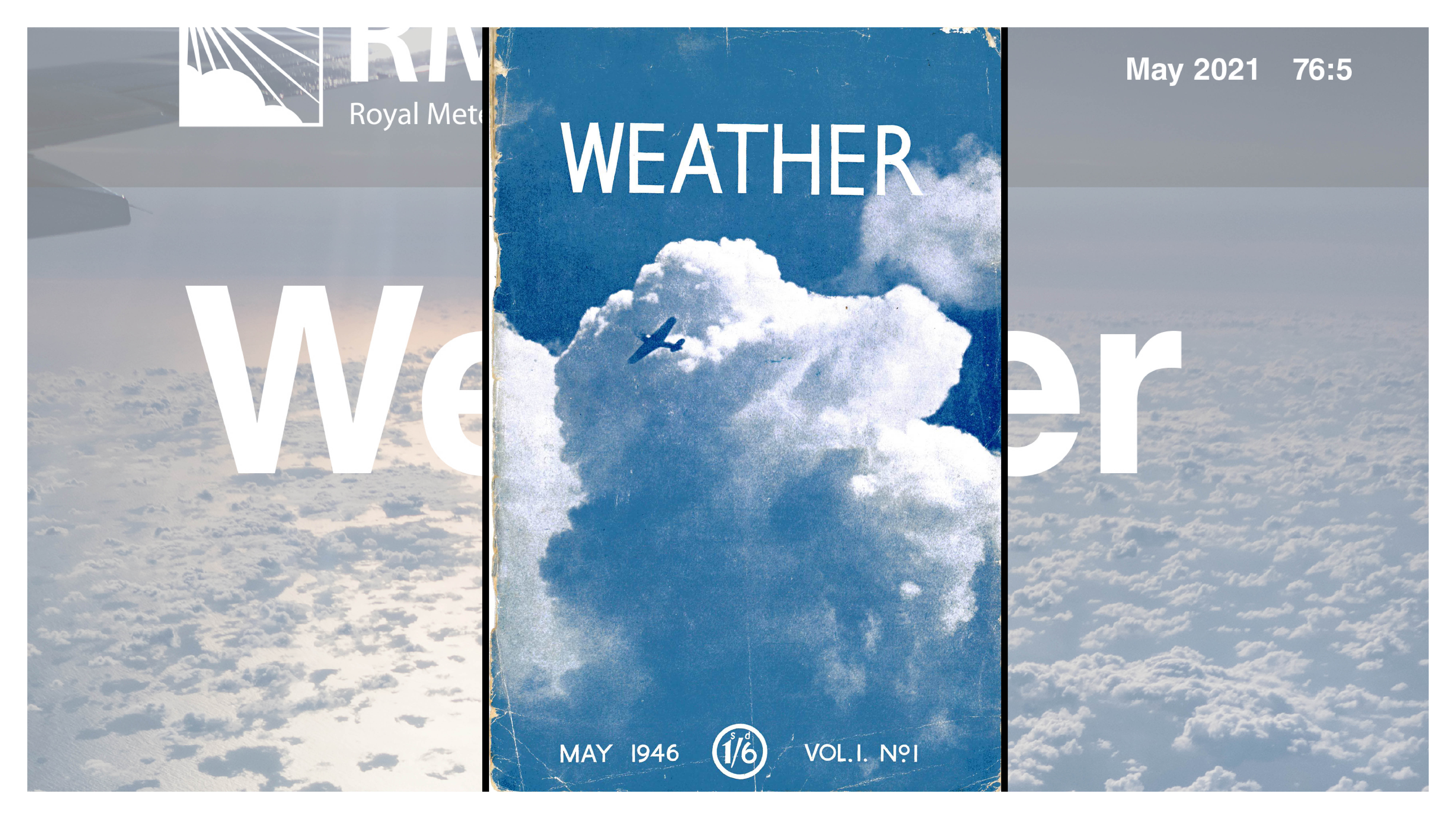 Front cover of 1st issue of Weather - shows a cloud and plane across