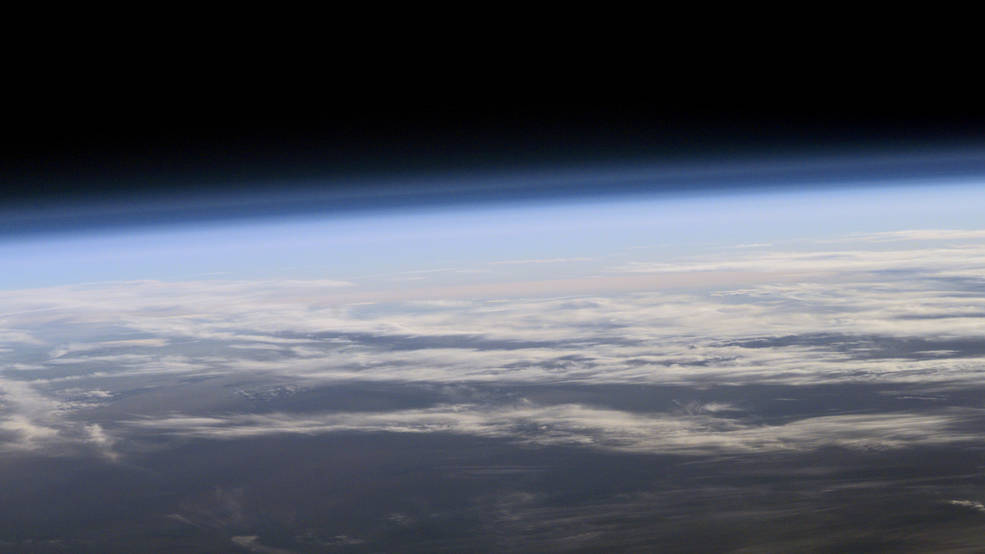 A view of Earth&#039;s atmosphere from space.