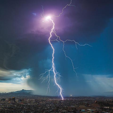 Predawn Thunderstorm over El Paso, Texas
