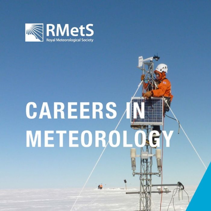 Front cover of RMetS guide showing a man working on a weather station