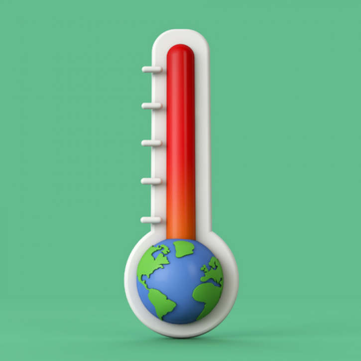 3D Render of a Rising Earth Temperature Thermometer